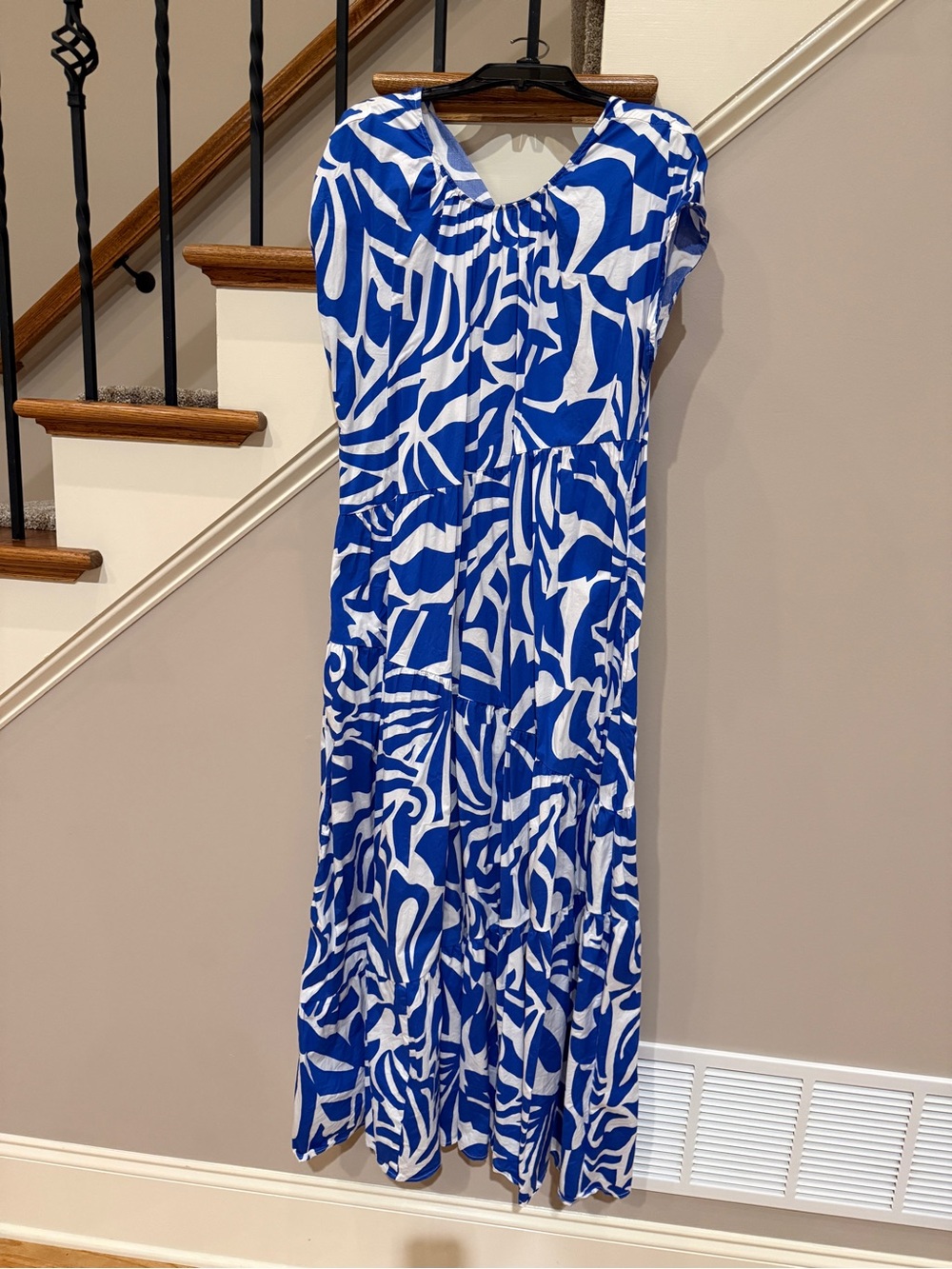 MSK Blue and White Abstract Summer Dress